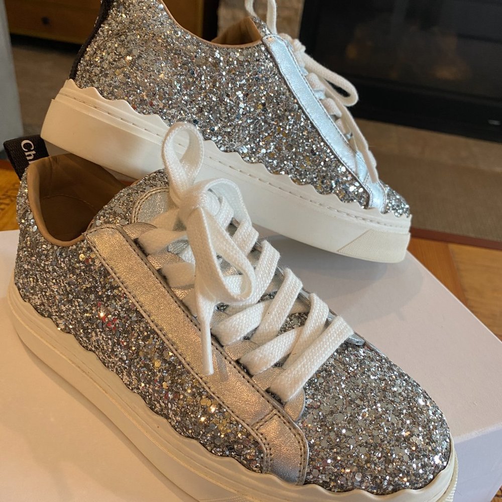 Authentic Chloe Lauren Sneakers Glitter + Nappa 6 - Picture 2 of 4